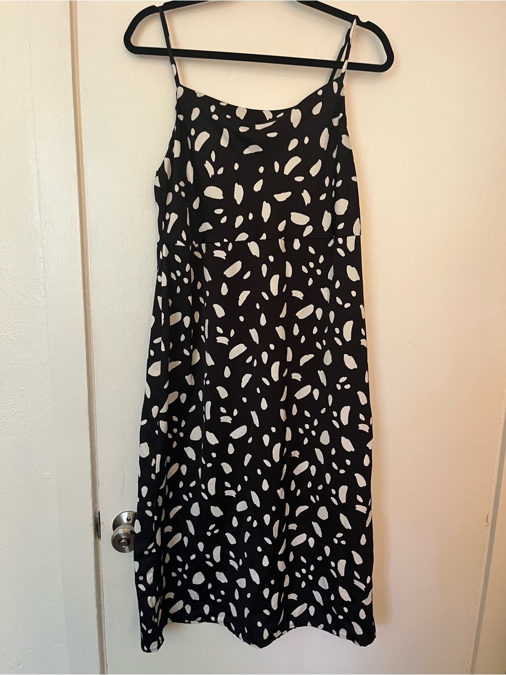 Old Navy Black Dress with White Abstract Spot Pattern